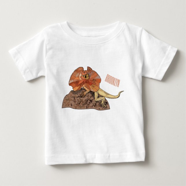 Camiseta Ilustração de desenho de lagarto de pescoço frito (Frente)