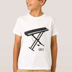 Camiseta Ilustração de desenho de piano de teclado