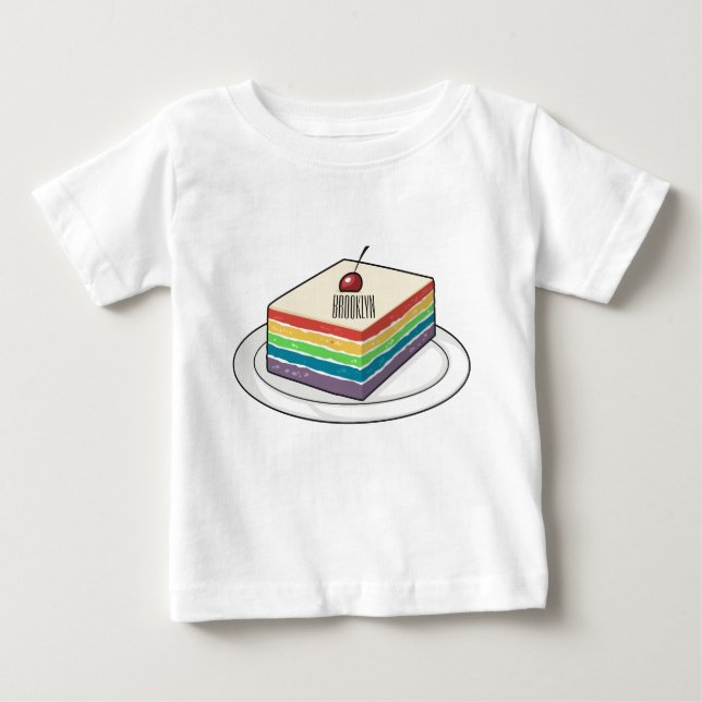 Camiseta Ilustração de desenho do bolo-arco-íris (Frente)