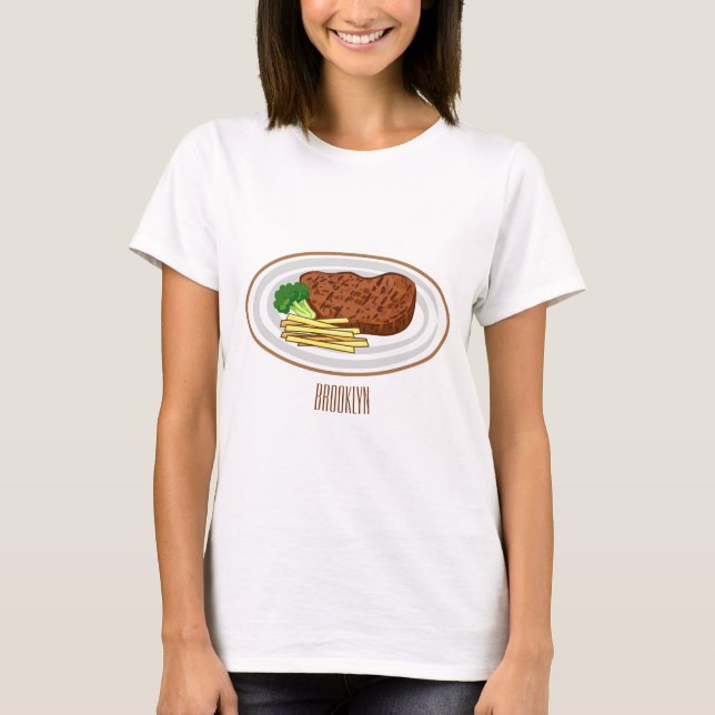 Camiseta Ilustração de desenho em bife (Frente)