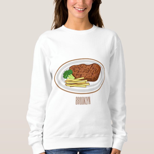 Camiseta Ilustração de desenho em bife (Frente)