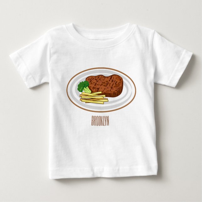 Camiseta Ilustração de desenho em bife (Frente)