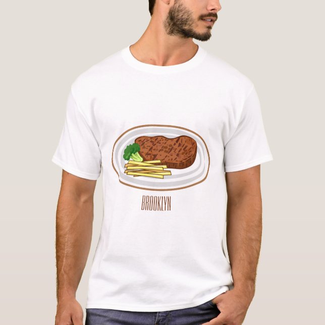 Camiseta Ilustração de desenho em bife (Frente)