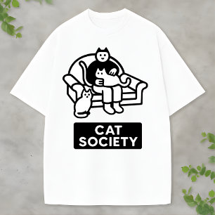 Camiseta Ilustração de Design da Sociedade de Gatos Amantes