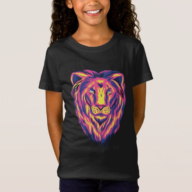 Camiseta Ilustração de Design de Leão de Cartoon (Frente)