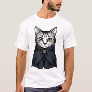 Camiseta Ilustração de Design de Retrato de Gato com Gravur