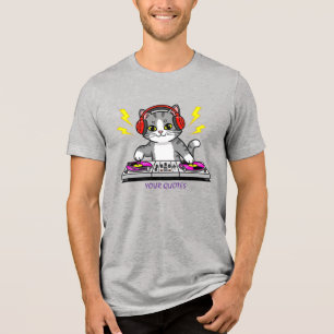 Camiseta Ilustração de DJ Gato Desenho Animado - Amante de