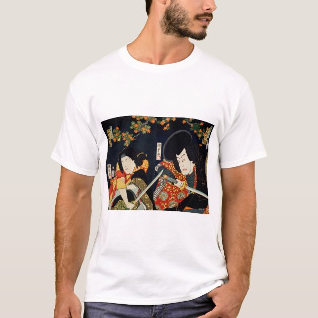 Camiseta Ilustração de dois atores com espada de samurai (Frente)