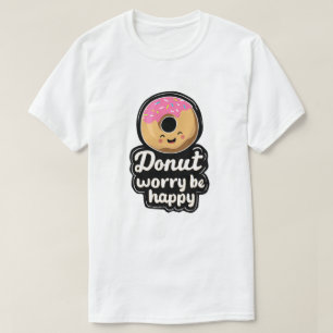 Camiseta Ilustração de Donut Sorridente Fofo – “Donut Worry