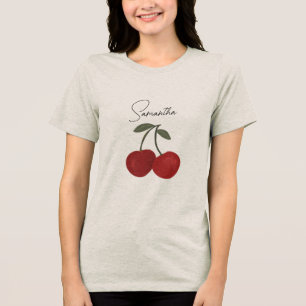 Camiseta Ilustração de Duas Cerejas Vermelhas   Arte de Fru