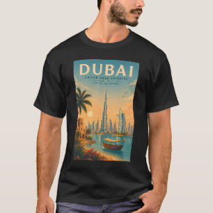 Camiseta Ilustração de Dubai UAE Viagem Arte Vintage