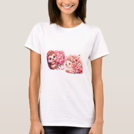 Camiseta Ilustração de duo de ouriços fofos e românticos co