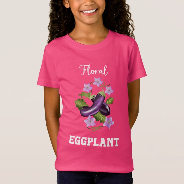 Camiseta Ilustração de EggPlant Floral (Frente)
