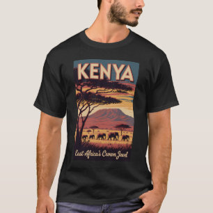 Camiseta Ilustração de Elefantes do Quênia Arte de Viagem V