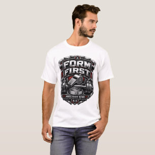 Camiseta Ilustração de Emblema de Academia Metálico Form Fi