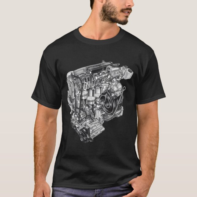 Camiseta Ilustração De Engenharia De Uma Via Motor De Corri (Frente)