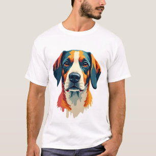 Camiseta Ilustração de Estimação de Cachorro Colorido Vinta
