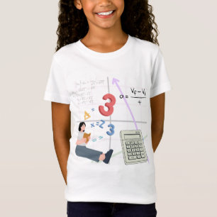 Camiseta Ilustração de estudante fofo estudando matemática"