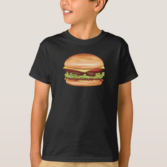 Camiseta Ilustração de Fast Food de Hambúrguer (Frente)