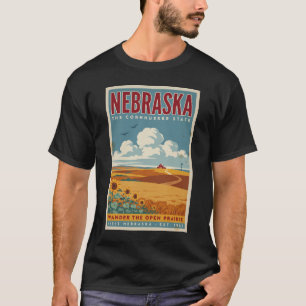 Camiseta Ilustração de Fazenda da Pradaria de Nebraska Viag