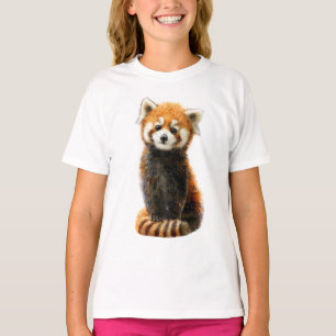 Camiseta Ilustração de Filhote de Panda Vermelho Fofinho pa