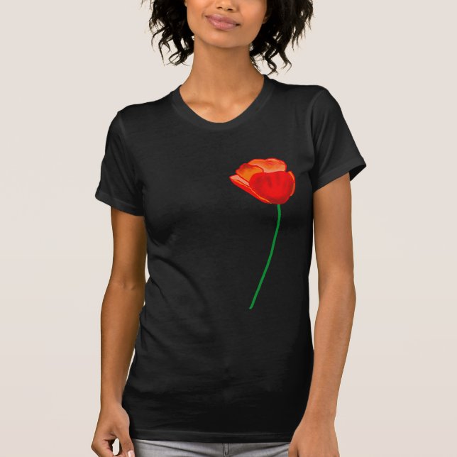 Camiseta Ilustração de Flor de Papoila Vermelha (Frente)