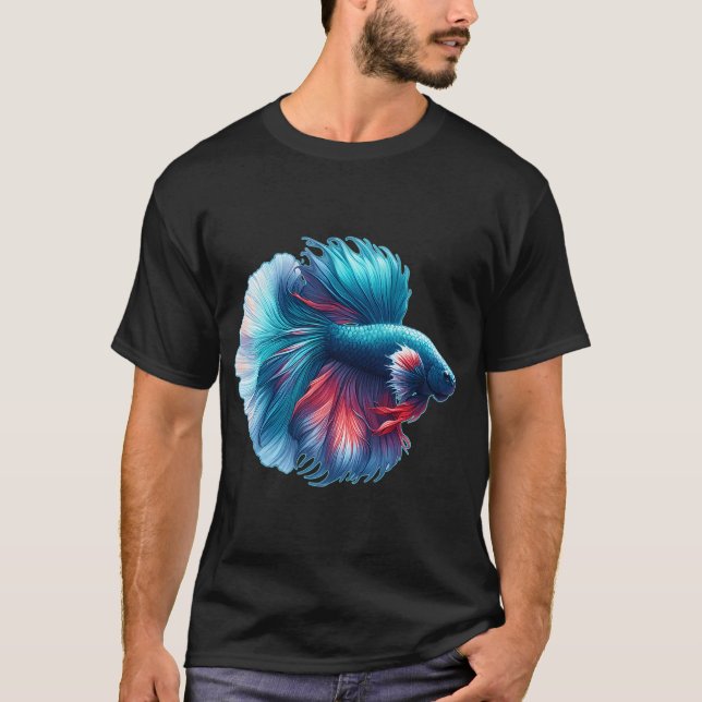 Camiseta Ilustração de Flor de Peixe Betta (Frente)