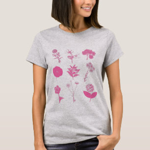 Camiseta Ilustração de Flor de Vintage a Rosa