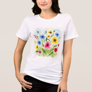 Camiseta Ilustração de flor em aquarela