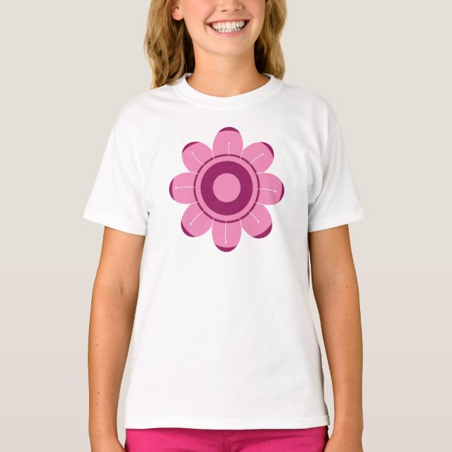 Camiseta Ilustração de Flor Rosa Abstrata (Frente)