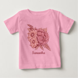 Camiseta Ilustração de Flor, vestuário de nome personalizad