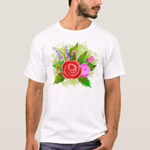 Camiseta Ilustração de Flores de rosa