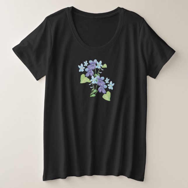 Camiseta Ilustração de Flores de Violeta Selvagem (Frente do Design)