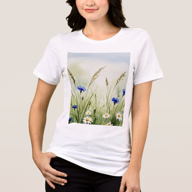 Camiseta Ilustração de flores em aquarela (Frente)