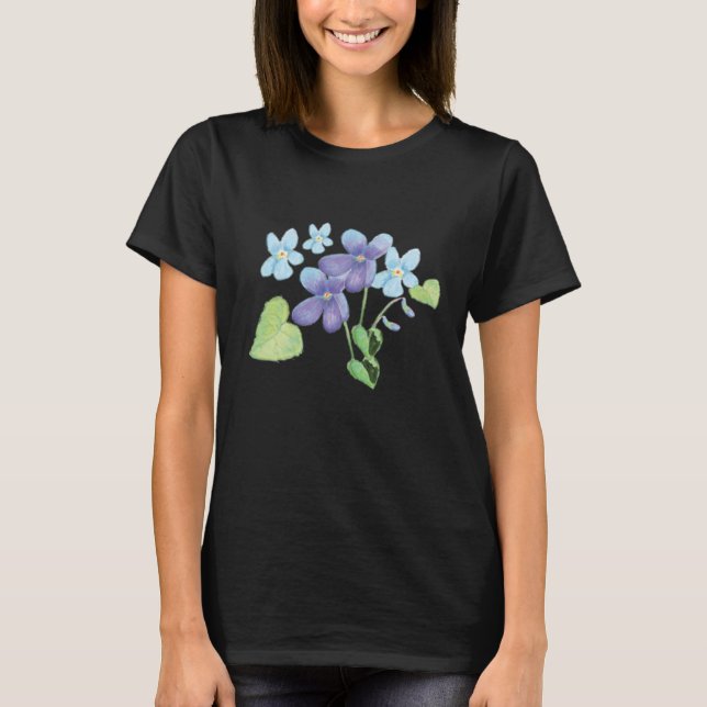 Camiseta Ilustração de Flores Violetas Selvagens (Frente)