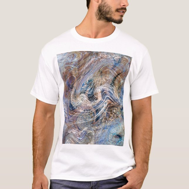 Camiseta Ilustração de Fluxo de Cinza Azul (Frente)