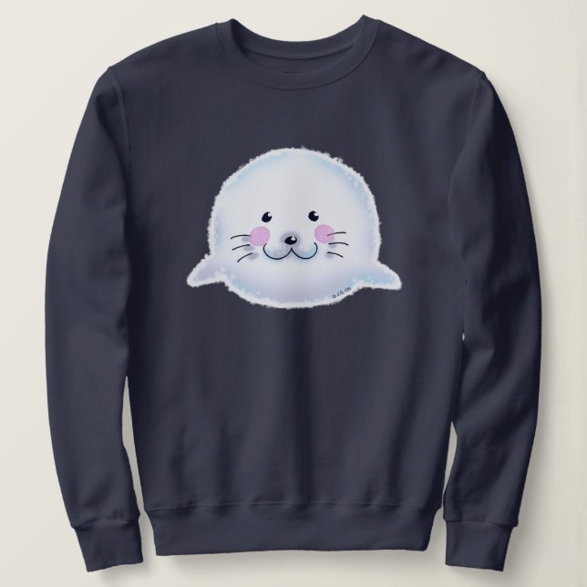 Camiseta Ilustração de Foca Bebê Fofa e Felpuda (Frente do Design)
