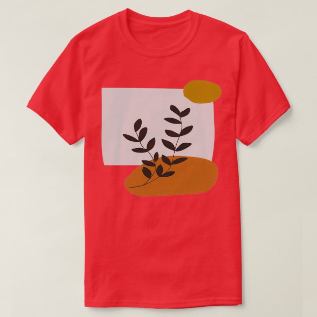 Camiseta Ilustração de Folha de Abstrato de Cor Terrestre N (Frente do Design)