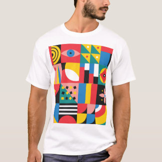 Camiseta Ilustração de Formas Coloridas Neo Geométricas