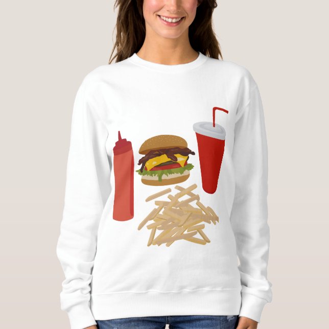 Camiseta Ilustração de Fries Burger de Comida Rápida (Frente)