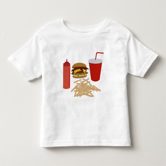 Camiseta Ilustração de Fries Burger de Comida Rápida (Frente)