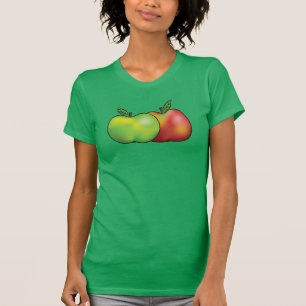 Camiseta Ilustração de Frutas de Maçã de Cartoon Vermelha e