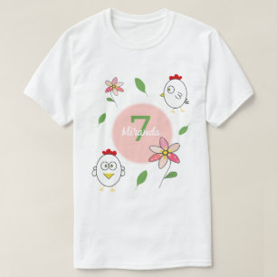 Camiseta Ilustração de Galinha de Cartoon Bonito