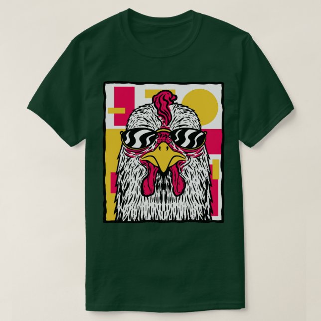 Camiseta Ilustração de Galinha Funky (Frente do Design)