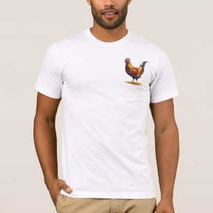 Camiseta Ilustração de Galo Colorida e Vibrante