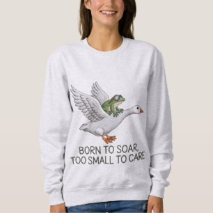 Camiseta Ilustração de Ganso Voador com Sapo Engraçado Nasc