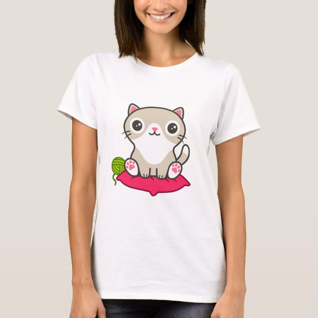 Camiseta Ilustração de Gatinho de Cute (Frente)