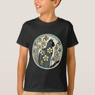 Camiseta Ilustração de Gatinho de Primavera Gatos Narciso P