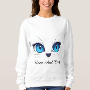 Camiseta Ilustração de Gatinho Fofo de Olhos Azuis de Perto