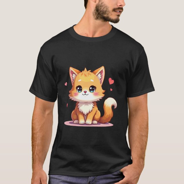 Camiseta Ilustração de Gato Chibi Maine Coon Design (Frente)
